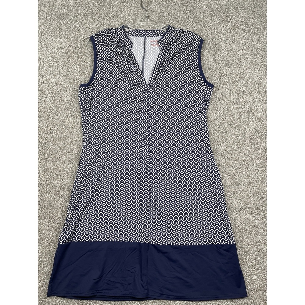 Kinona Performance Golf Dress Navy V-Neck Sleeveless Stretch Athleisure Sz M